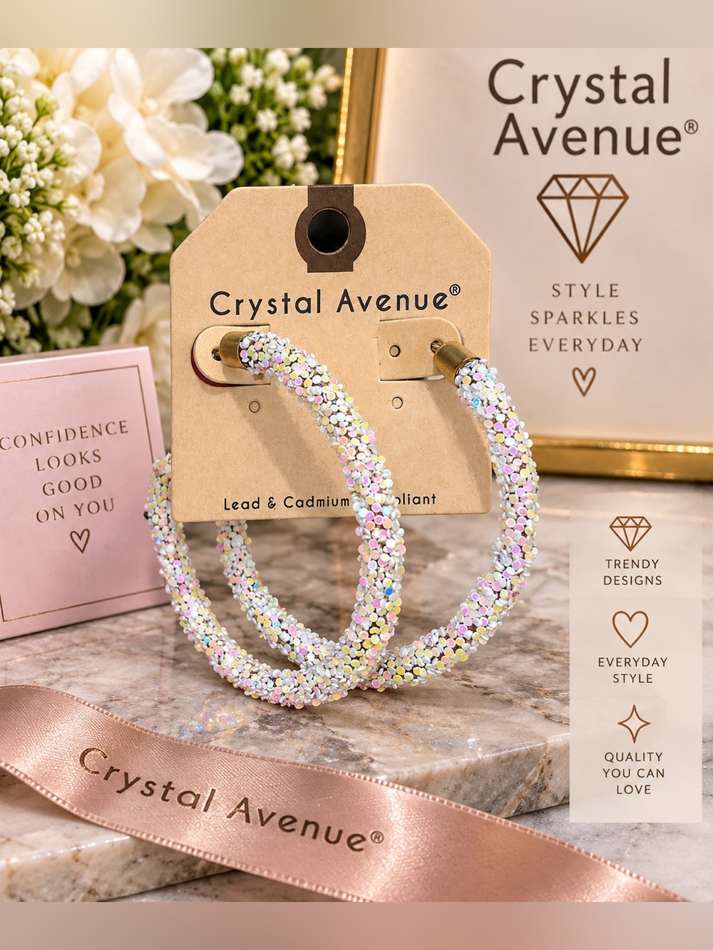 ✨ NWT Crystal Avenue Multicolor Sparkly Hoop Earrings ✨
